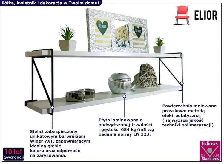 Biała industrialna półka kuchenna Tereza 5X