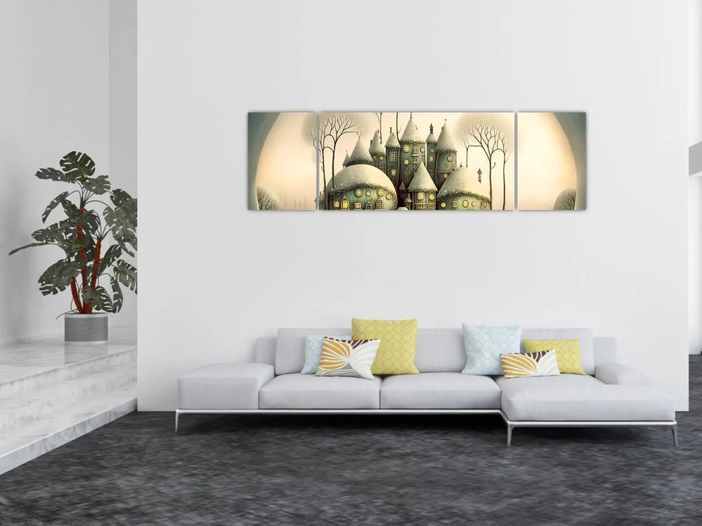 Obraz - Bajkowe domki (170x50 cm)
