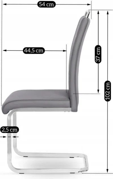 Krzesło Tapicerowane do Jadalni LOCA Szare Na Płozach Ekoskóra Nowoczesne