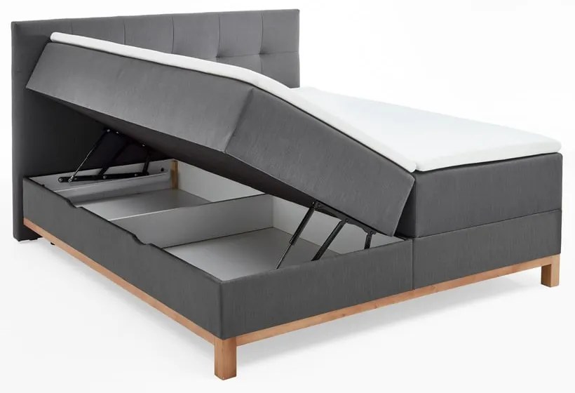 Ciemnoszare łóżko boxspring ze schowkiem 160x200 cm Catania − Meise Möbel