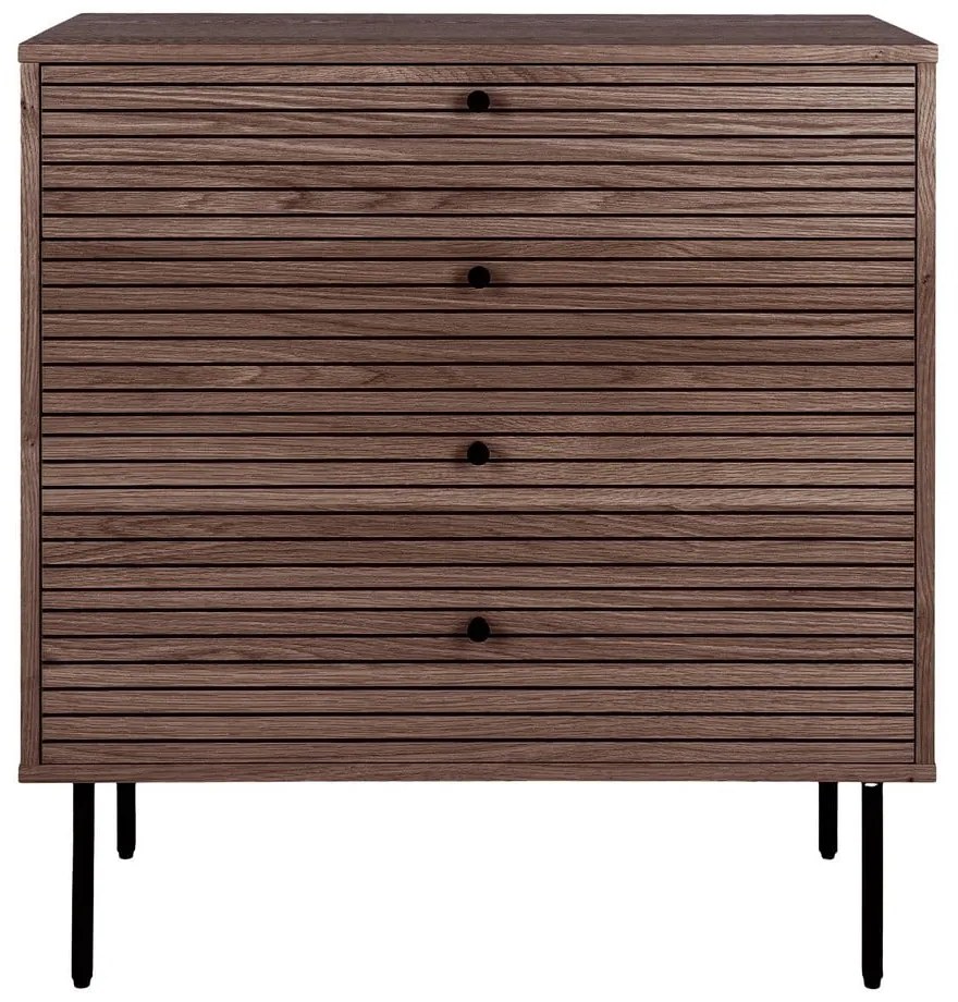 Ciemnobrązowa niska komoda w dekorze dębu 80x85 cm Kyoto – House Nordic