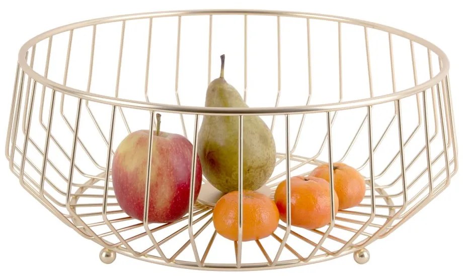 Metalowy koszyk na owoce w kolorze złota PT LIVING Linea, ø 34 cm