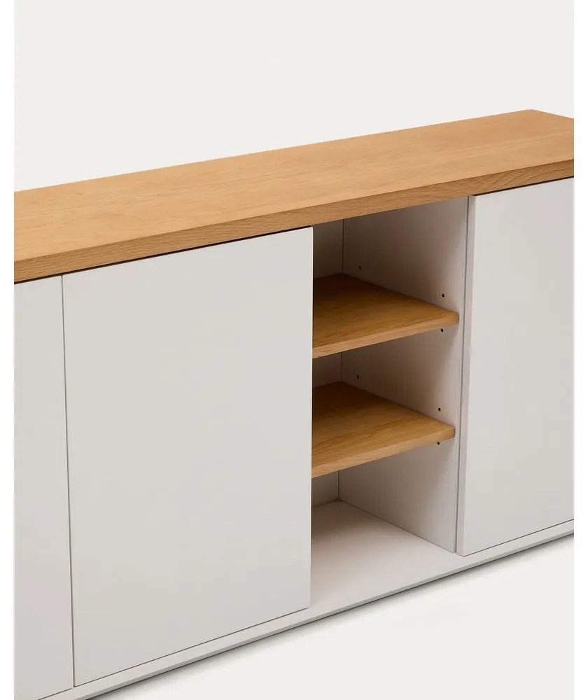 Biała komoda w dekorze dębu 180x75x36 cm Abilen – Kave Home