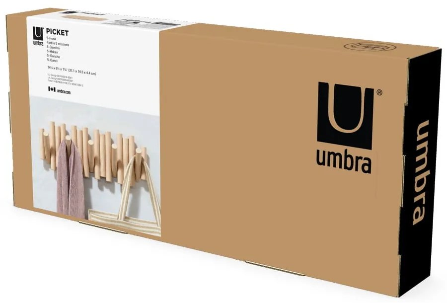 Wieszak ścienny z drewna sosnowego Picket – Umbra