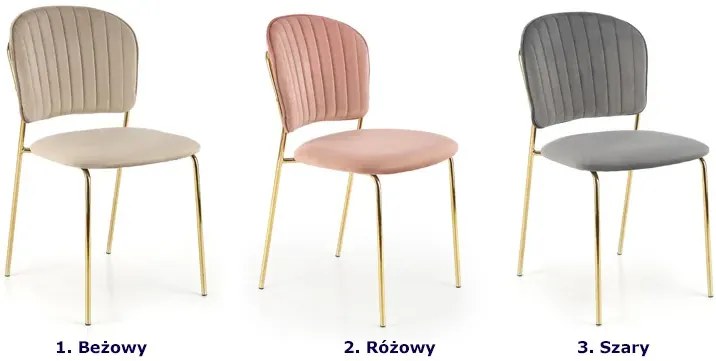 Różowe welurowe tapicerowane krzesło w stylu glamour - Varel