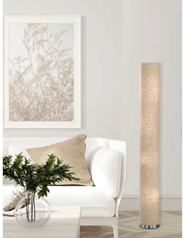 Beżowa lampa stojąca z tekstylnym kloszem (wysokość 156 cm) Thor – Fischer &amp; Honsel