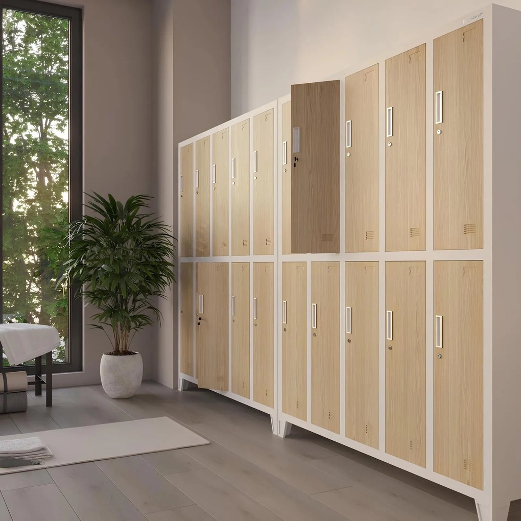 Szafa socjalna 10-drzwiowa Eco Design Bartek 136x45x172 cm biały/dąb sonoma