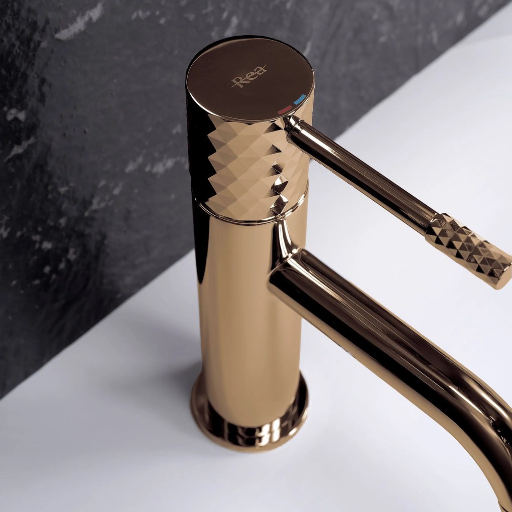 Bateria umywalkowa Rea Lungo Diamond Miedź Niska