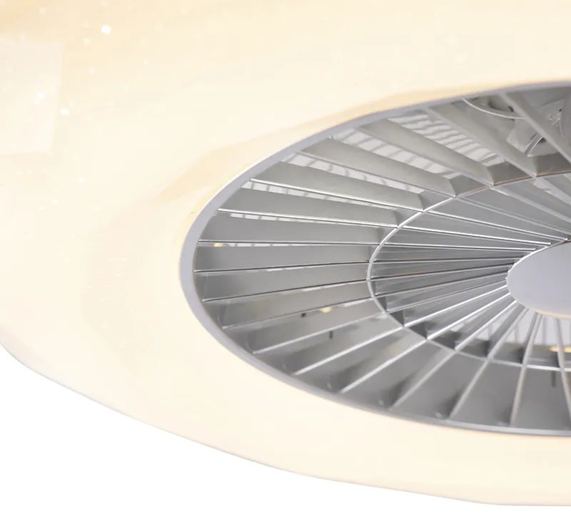 Wentylator sufitowy z lampą srebrny z efektem gwiazdy 59 cm z LED ściemnialny z pilotem - ClimaDesignerski Oswietlenie wewnetrzne