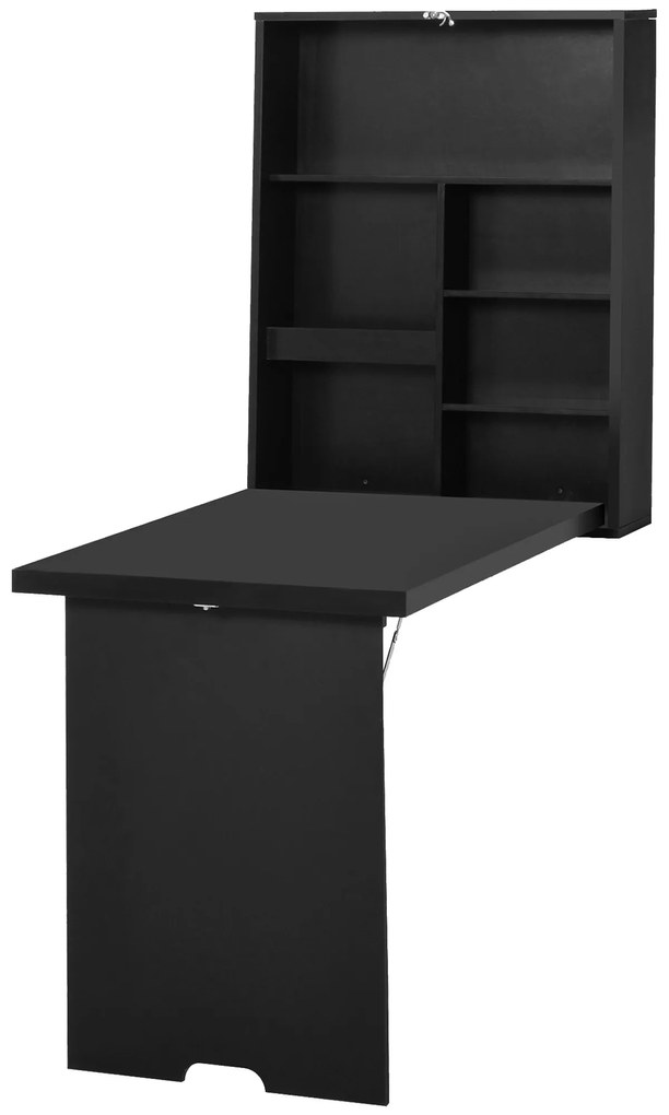 HOMCOM Stół ścianowy z tablicą, składany biurko komputerowe do biura, czarny, 60 x 94,5 x 147 cm
