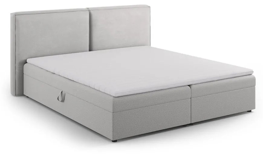 Jasnoszare łóżko boxspring ze schowkiem 140x200 cm Arendal – Cosmopolitan Design