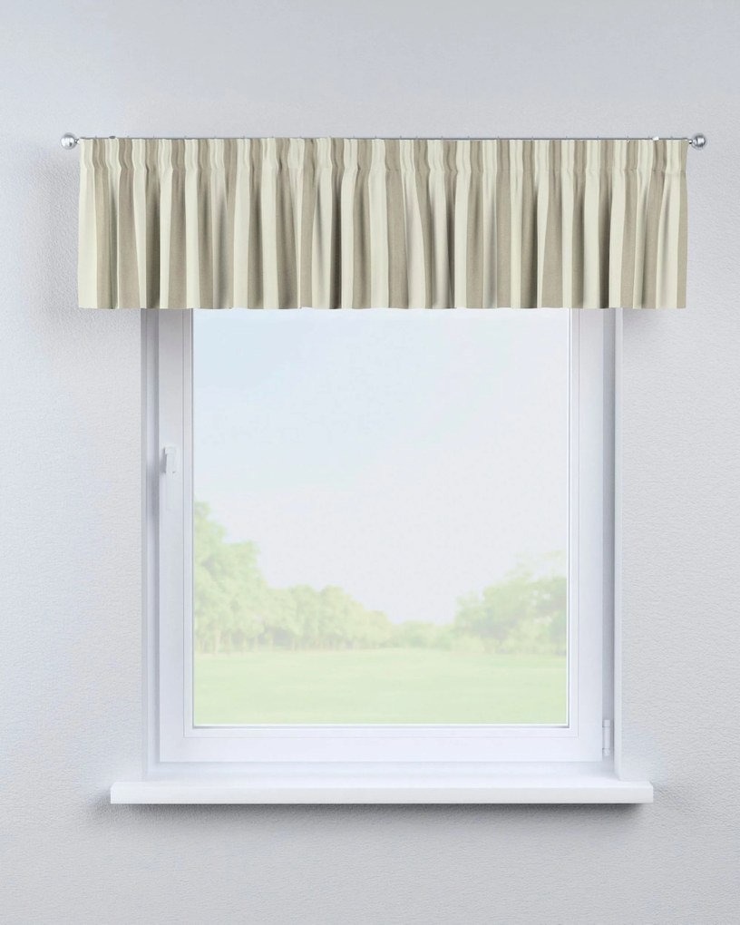 Lambrekin na taśmie marszczącej kolor beżowy tkanina wzorzysta