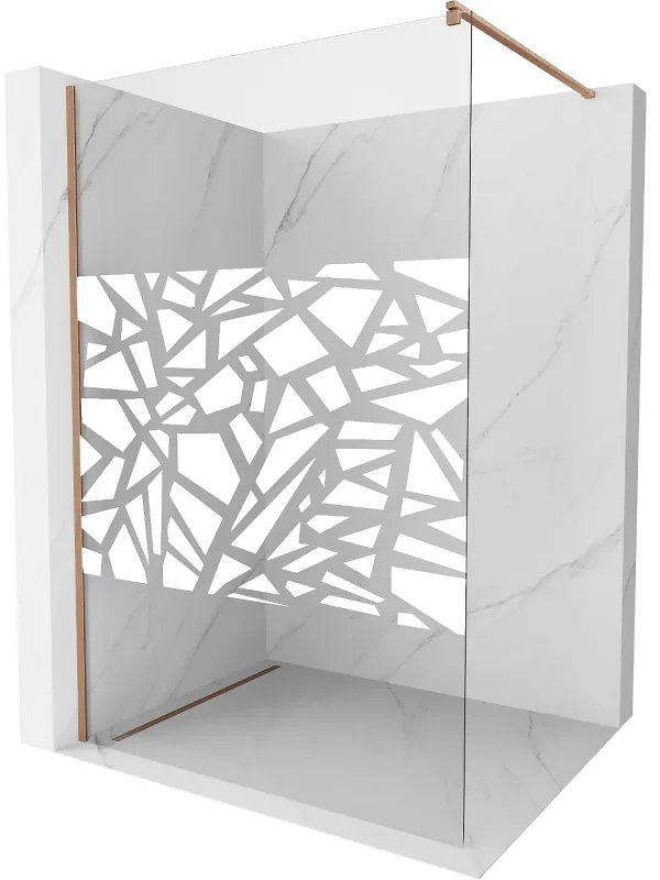 Mexen Kioto ścianka prysznicowa Walk-in 140 x 200 cm, biały wzór 8 mm, miedź szczotkowana - 800-140-101-65-85