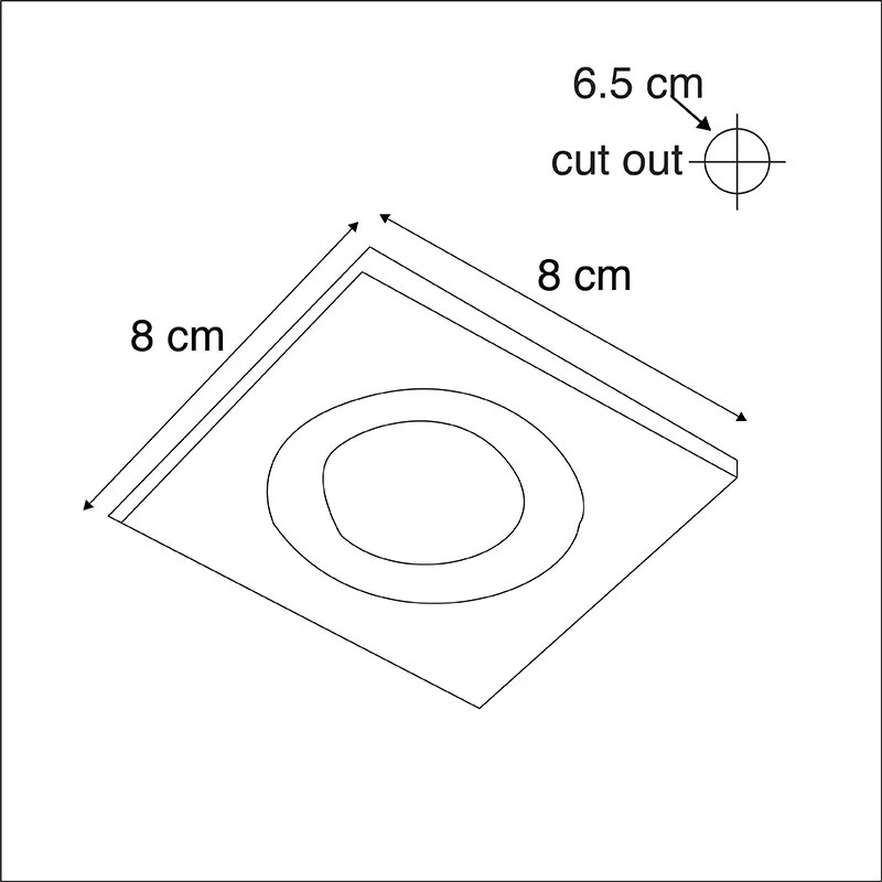 Zewnetrzna Zestaw 3 łazienkowych opraw typu downlight w kolorze czarnym IP44 - Xena Square Nowoczesny Oswietlenie zewnetrzne