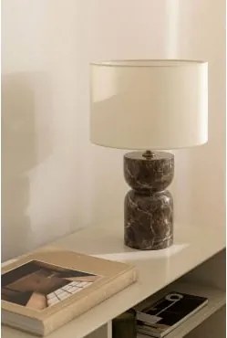 Lampa Stołowa Z Naturalnego Kamienia Diniz Brązowy Marmur Emperador & Arlina Biała Ø30 Cm - ↑20 Cm - Sklum