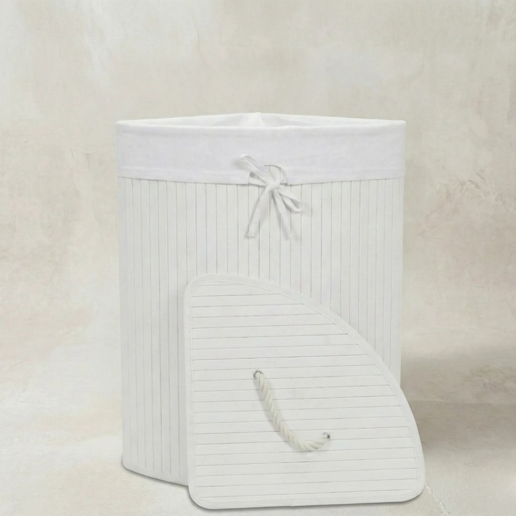 Narożny kosz na pranie ARCO, bambus, 60 l