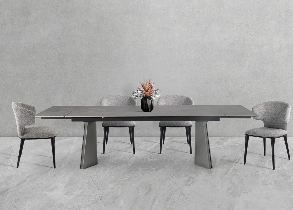 Nowoczesny stół rozkładany Nexus 200(280)×90 cm zachwyca eleganckim białym blatem z masy ceramicznej i solidną podstawą ze stali szczotkowanej. Styl, trwałość i funkcjonalność w jednym – idealny do jadalni i salonu.