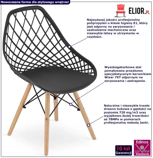 Zestaw czarnych ergonomicznych krzeseł 4 szt. - Omas 3S