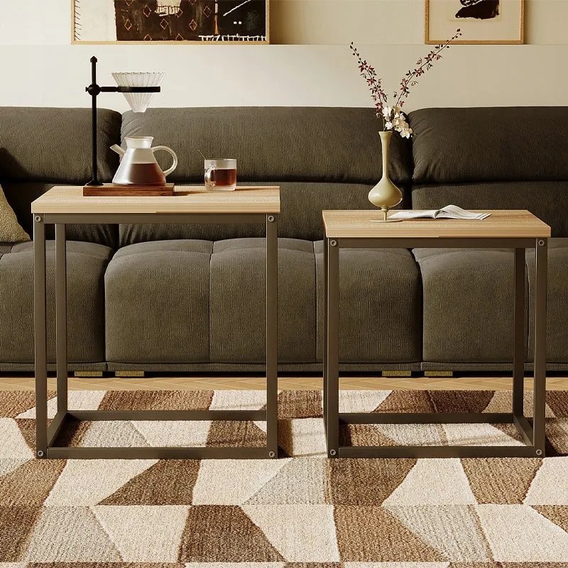 Stolik kawowy ława stół zestaw stolików 2w1 loft industrialny jasny brąz