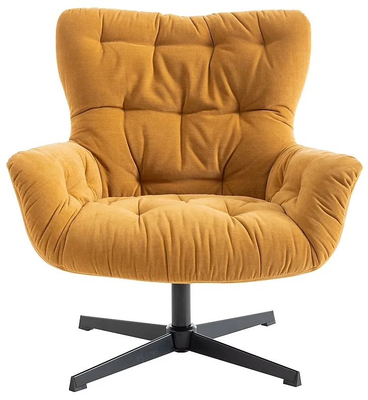 Fotel obrotowy z żółtą tapicerką - OPHELIE
