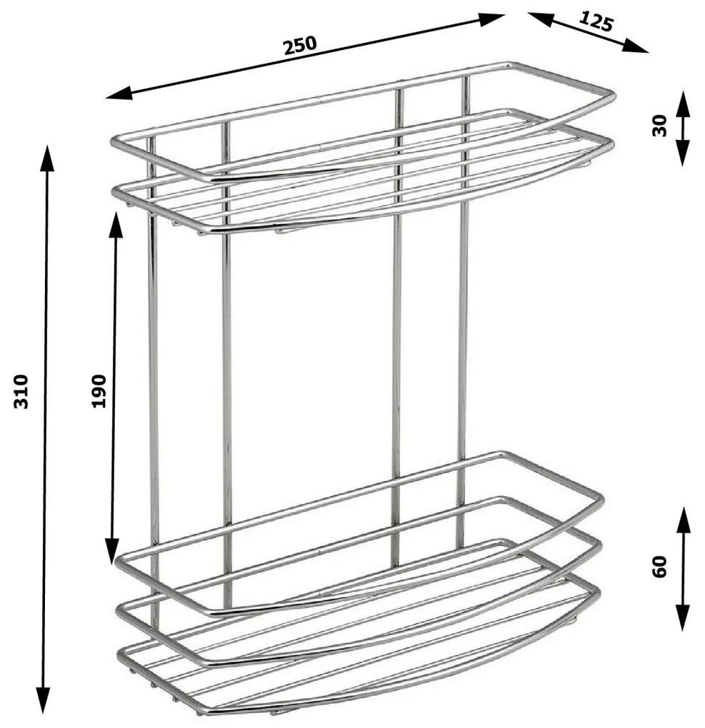 AQUALINE 37014 Chrom line półka druciana podwójna, srebrny