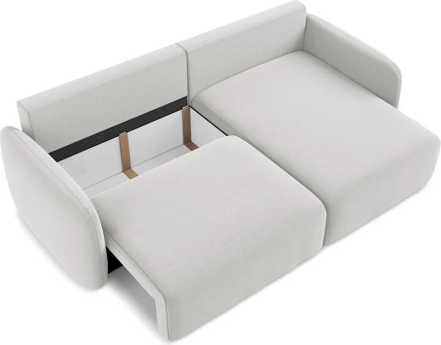 Jasnoszary aksamitny rozkładany/ze schowkiem narożnik (prawostronny/z szezlongiem) Kalena – Makamii