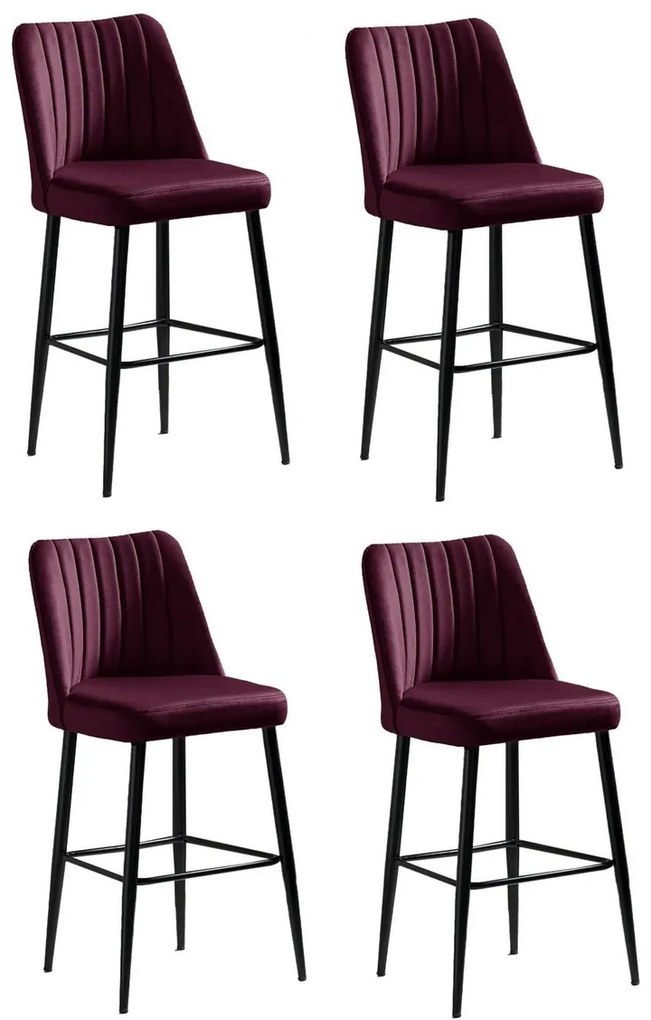 Zestaw krzeseł barowych Vento Claret Red and Black, 4 szt., 4 szt.