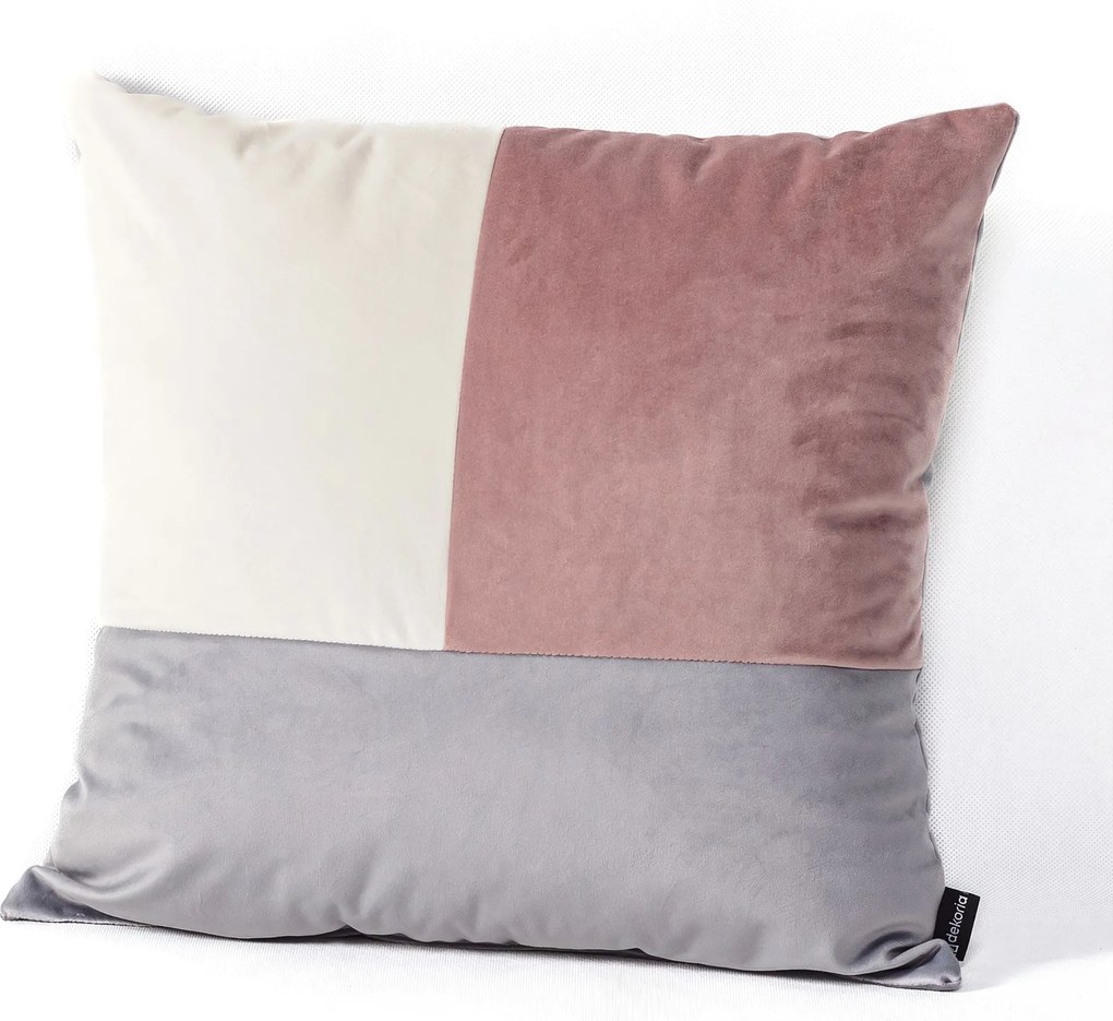 Poduszka Patchwork kwadratowa pink grey white