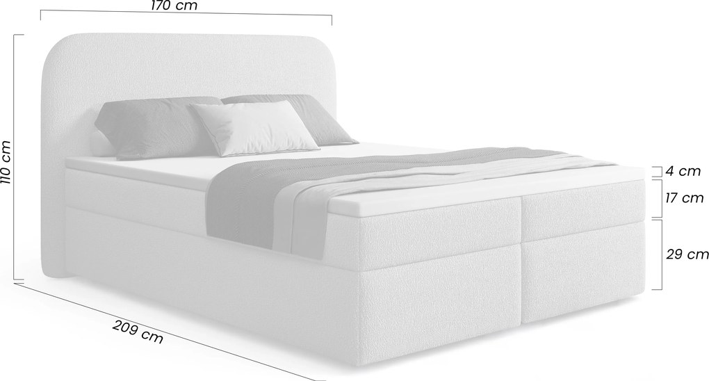 Łóżko kontynentalne Eleris 160x200 z pojemnikami - beżowa bukla Quelle 03