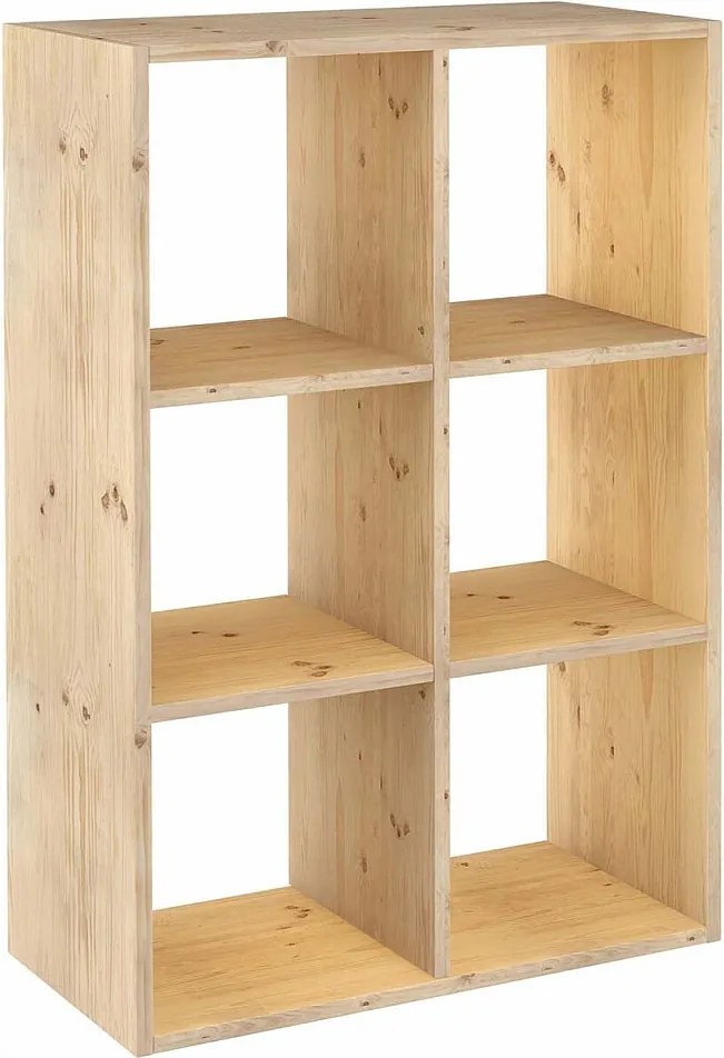 Regał z litego surowego drewna sosnowego Dinamic 6 kostek 33x33x33 cm, wysokość 105 cm, zestaw do montażu, ponadczasowy klasyczny styl