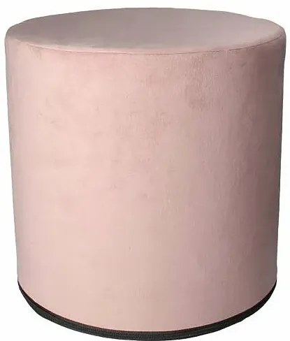 Jasnoróżowa okrągła tapicerowana welurem pufa C9-W34