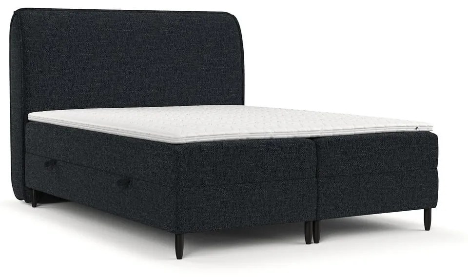 Czarne łóżko boxspring ze schowkiem 140x200 cm Melba – Maison de Rêve