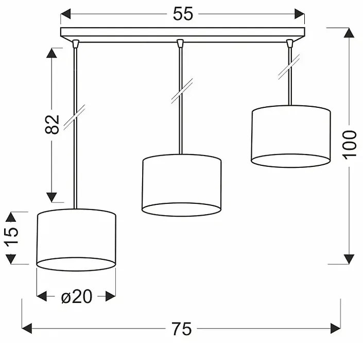 Nowoczesna potrójna czarna lampa wisząca - D255 Celis