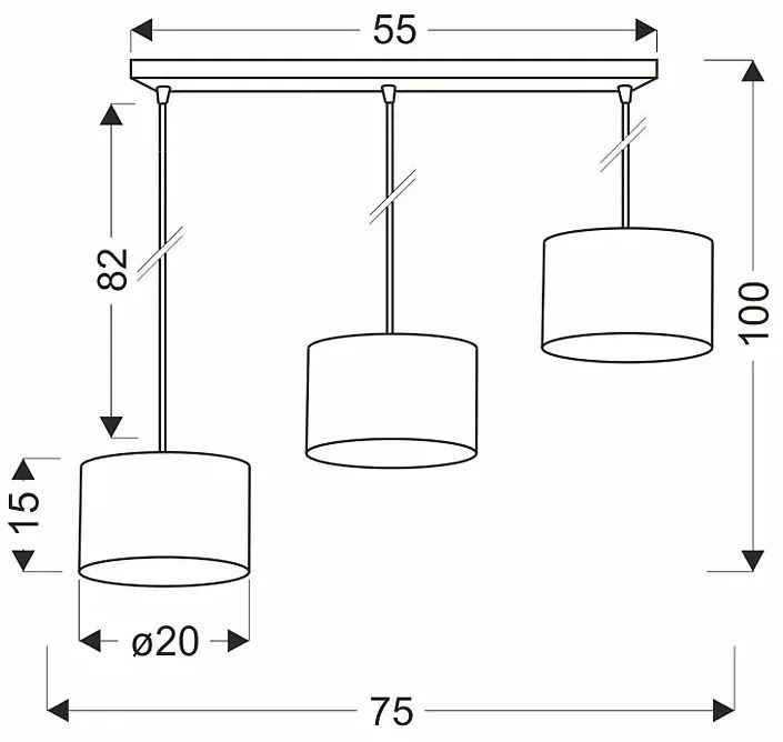 Nowoczesna potrójna czarna lampa wisząca - D255 S0-D99
