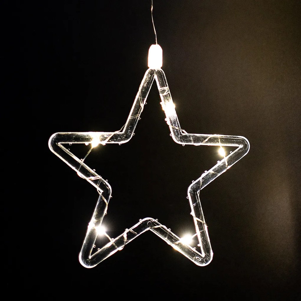 Kurtyna świetlna zewnętrzna Stars, 200 x 60 cm, LED, ciepła biała, timer, 8 funkcji, na baterie, 200 cm