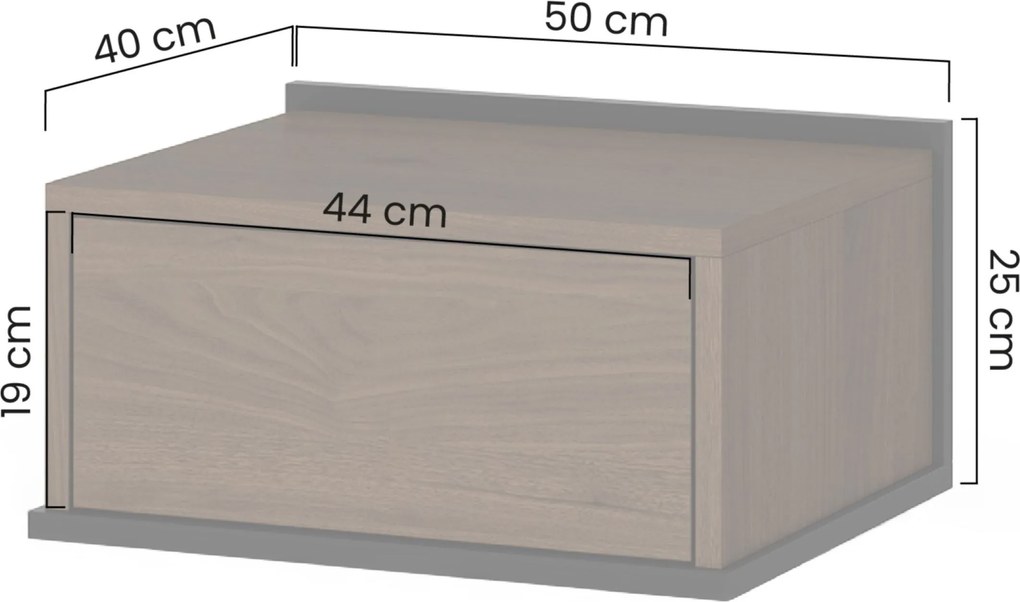 Szafka nocna wisząca Zenar z szufladą 50 cm - orzech elegant / czarny