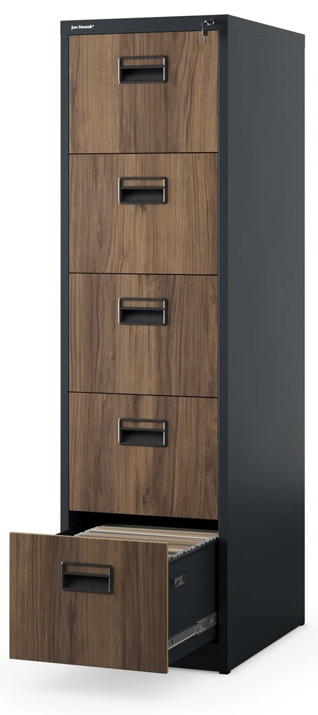 Szafa kartotekowa metalowa z 5 szufladami antracytowa/orzech, 460x1625.5x620 mm: SARA Eco Design