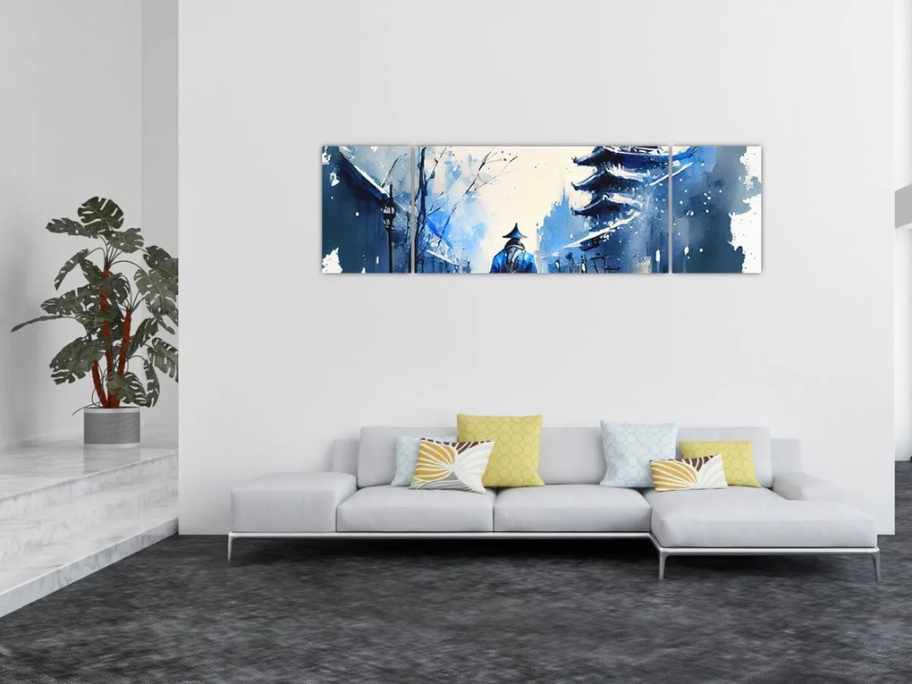 Obraz - Samuraj, akwarela (170x50 cm)