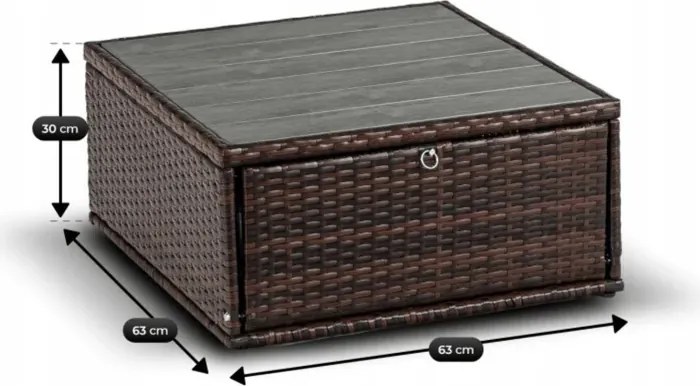 Zestaw Mebli Ogrodowych CALIENTE Modułowy Sofa 2x Fotel Stolik Tarasowy Brązowy/Beżowy Technorattan Nowoczesny