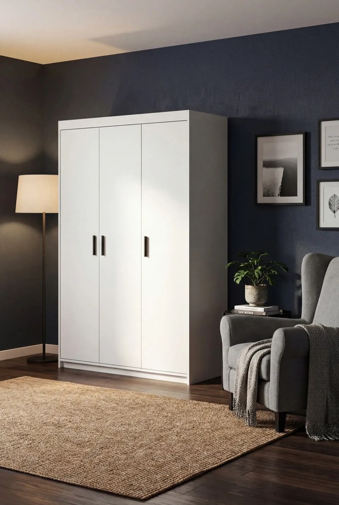 Biała trzydrzwiowa szafa garderoba do sypialni F7-F50