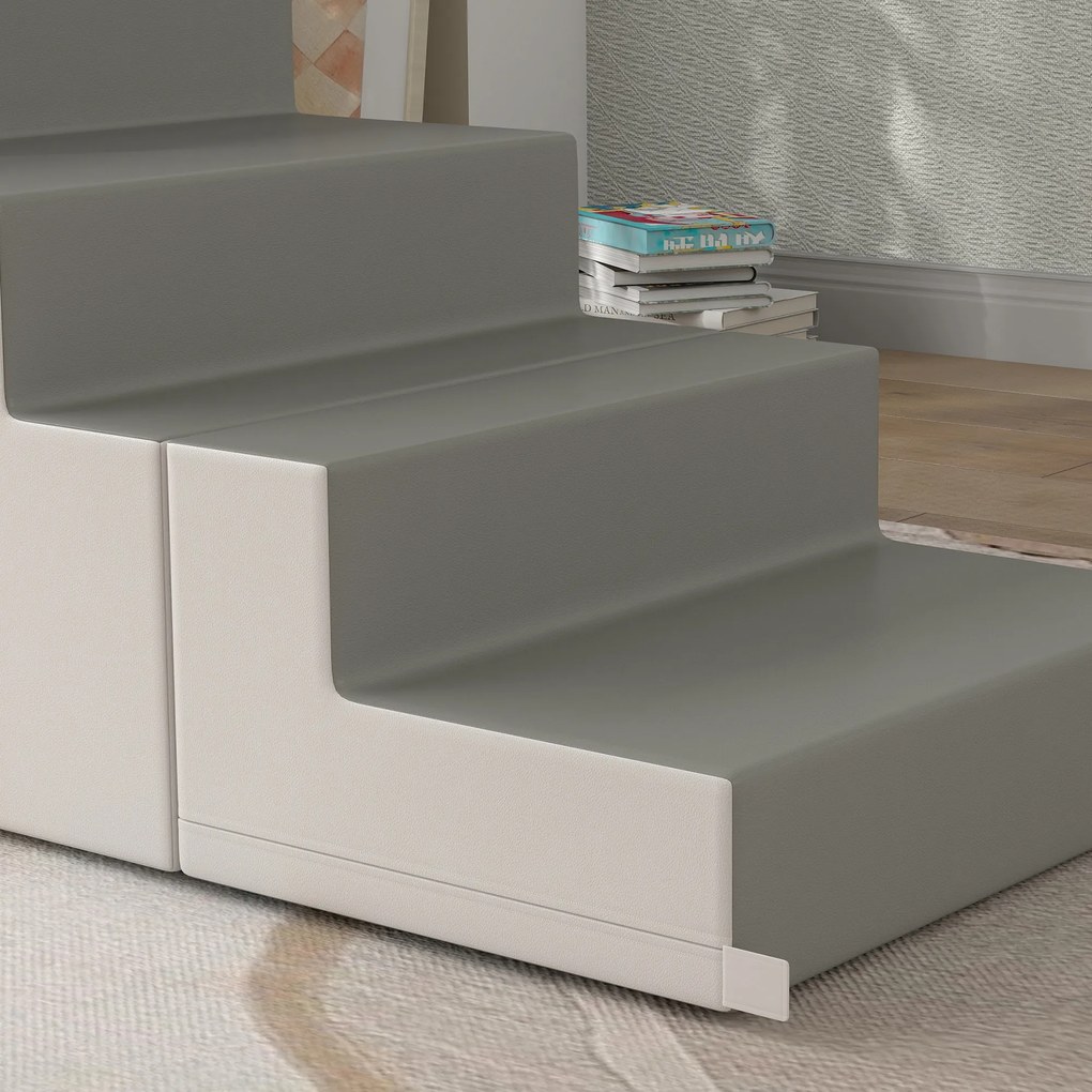 HOMCOM Zabawka do wspinaczki i zjeżdżania dla dzieci, wspiera rozwój motoryczny, skóra ekologiczna, pianka EPE, 86x49x47 cm, Szary