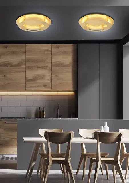 Złoty nowoczesny okrągły plafon LED 50 cm  - D156-Azalia