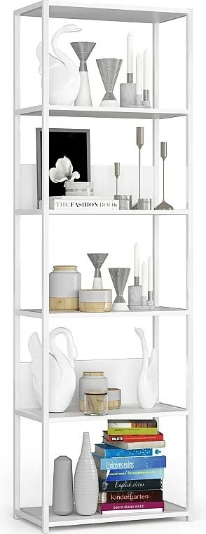 Regał loft AKORD metalowy Biały 60 cm kolor Biały mat 6 półek 60x32x192 cm