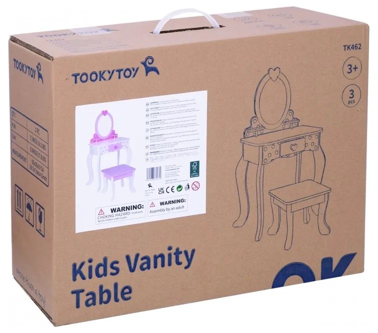 Tooky toy drewniana toaletka różowa z krzesełkiem