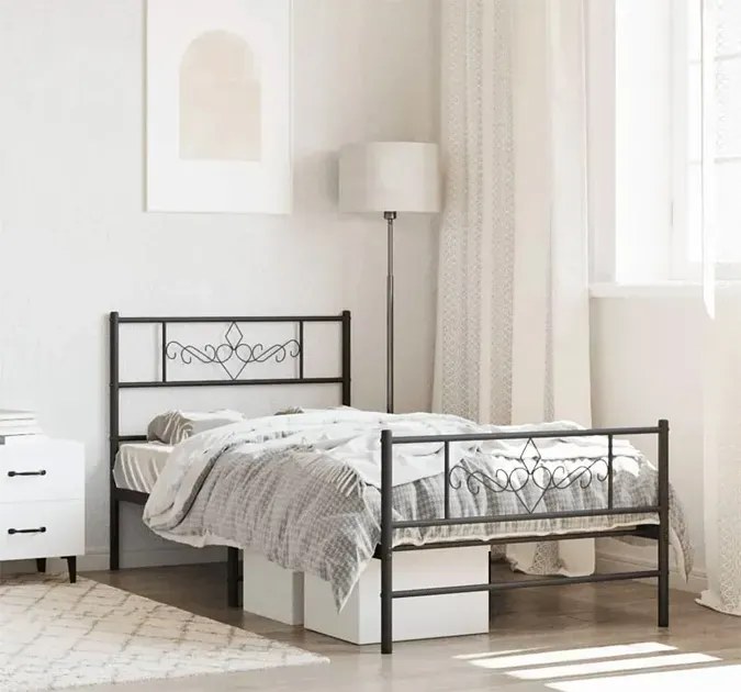 Czarne metalowe łóżko industrialne 80x200 cm E6-S16