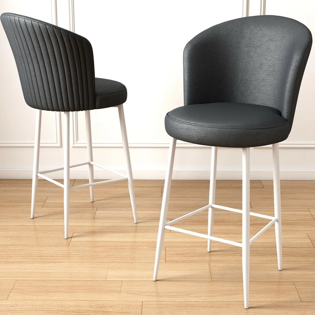 Zestaw krzeseł barowych Uras Anthracite and White,2 szt., 2 szt.