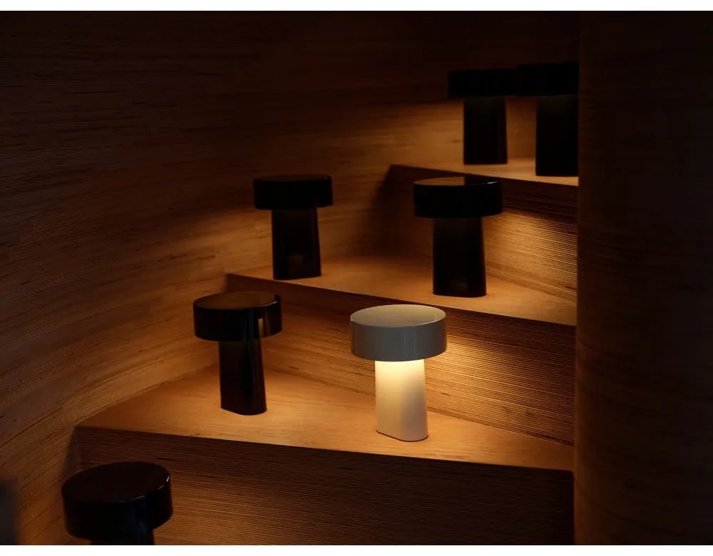 Szarobeżowa plastikowa lampa stołowa LED (wysokość 18 cm) Oblong – Zone