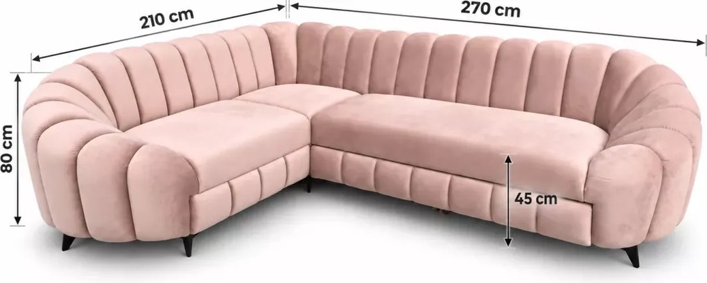 Narożnik Verno 210x270 z funkcją spania nowoczesny tapicerowany do salonu na nóżkach