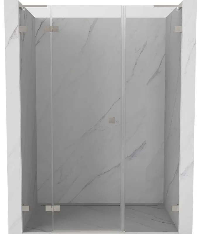 Mexen Lunar L drzwi prysznicowe uchylne lewe 145 cm, transparent, nikiel szczotkowany - 834SL-145-050-97-00-L