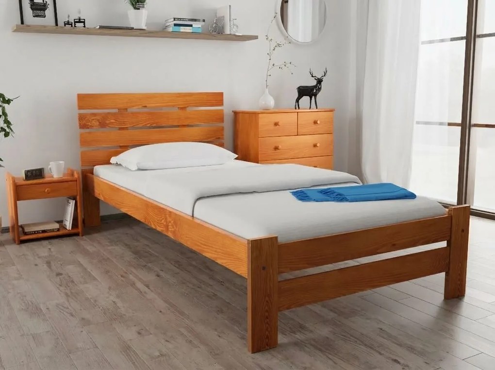 Łóżko PARIS podwyższone 90 x 200 cm, olcha Stelaż: Bez stelaża, Materac: Materac Deluxe 10 cm